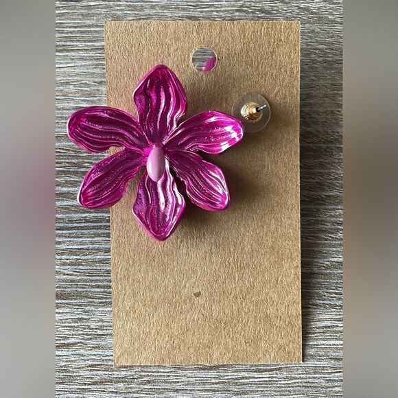 Pink flower earrings A69 - Picture 5 of 5